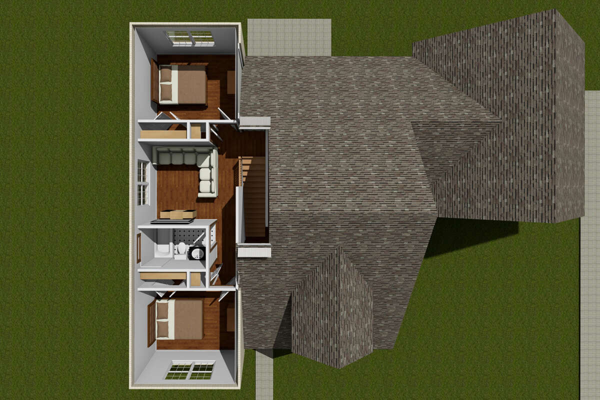 Overhead Second Floor for House Plan #4848-00057