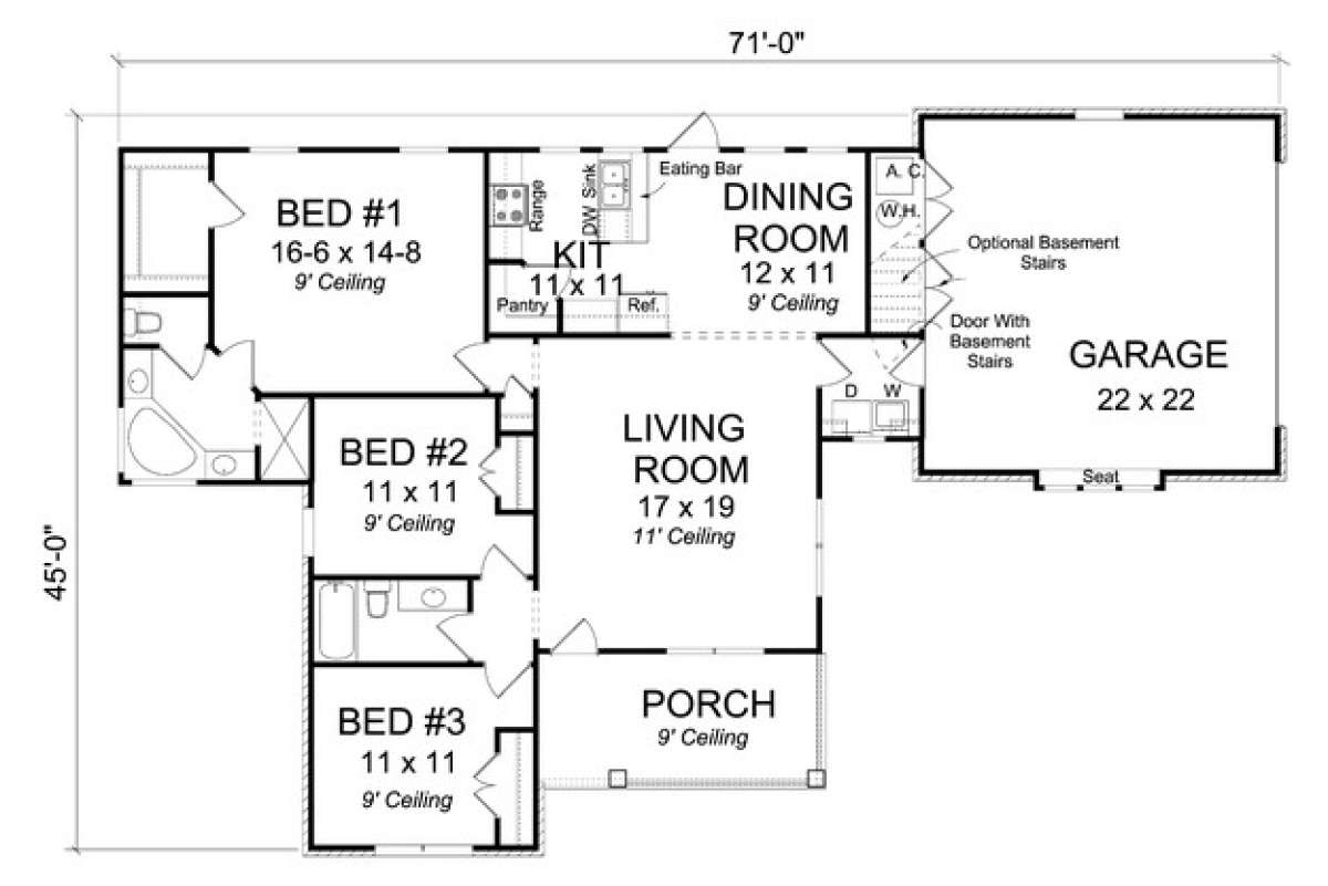 Floorplan 1 for House Plan #4848-00058