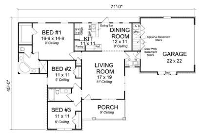 Floorplan 1 for House Plan #4848-00058