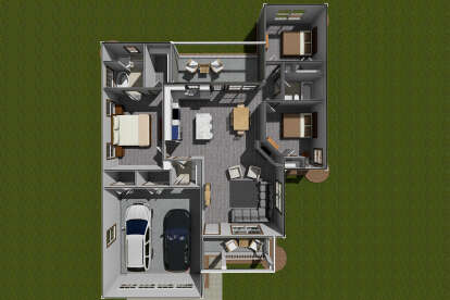 Overhead First Floor for House Plan #4848-00064