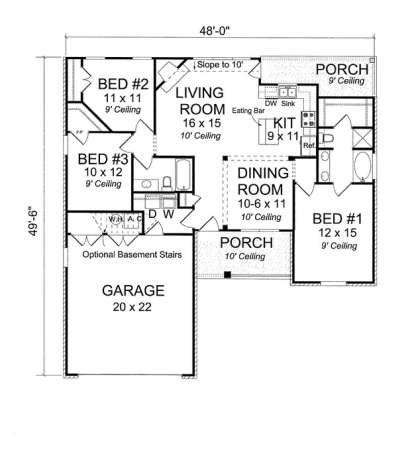 Floorplan 1 for House Plan #4848-00067