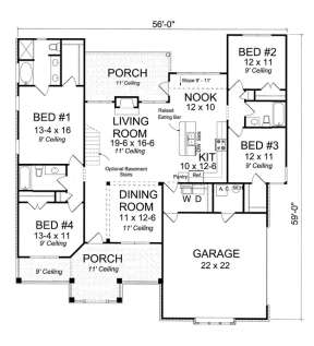 Floorplan 1 for House Plan #4848-00069