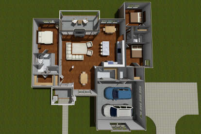 Overhead First Floor for House Plan #4848-00070