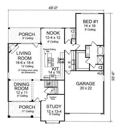 Floorplan 1 for House Plan #4848-00074