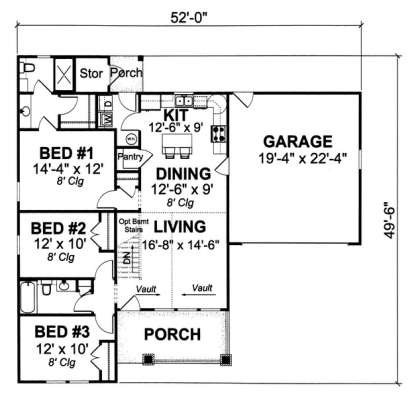 Floorplan 1 for House Plan #4848-00099