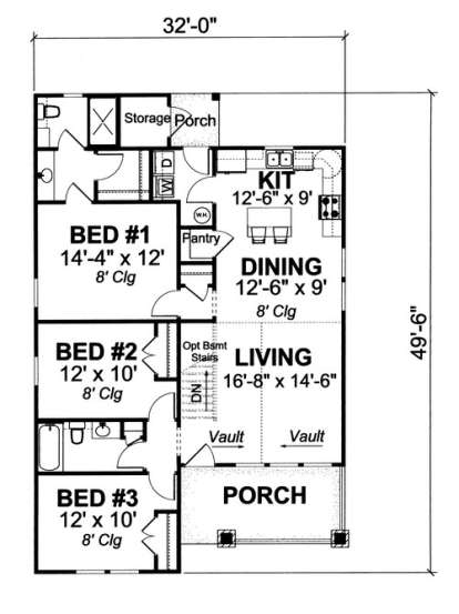 Floorplan 1 for House Plan #4848-00100