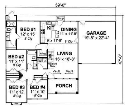 Floorplan1 for House Plan #4848-00105