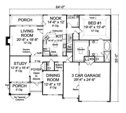 Floorplan 1 for House Plan #4848-00117