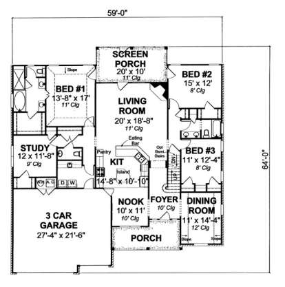 Floorplan 1 for House Plan #4848-00121