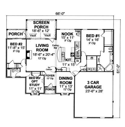 Floorplan 1 for House Plan #4848-00123