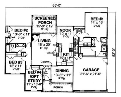 Floorplan 1 for House Plan #4848-00126