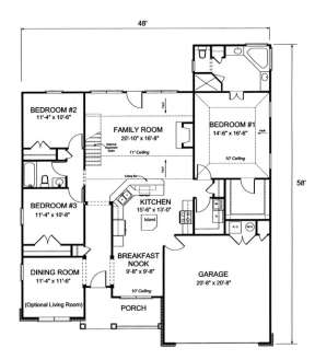 Floorplan 1 for House Plan #4848-00131
