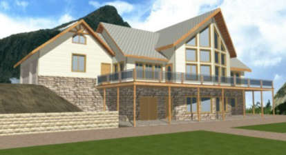 Lake Front House Plan #039-00131 Elevation Photo