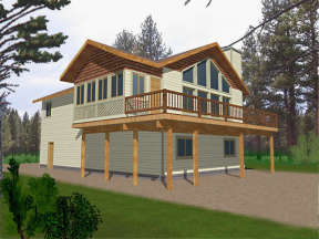 Narrow Lot House Plan #039-00144 Elevation Photo