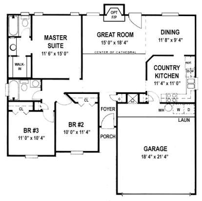 Floorplan 1 for House Plan #4766-00002