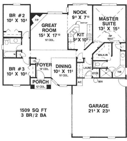 Floorplan1 for House Plan #4766-00010