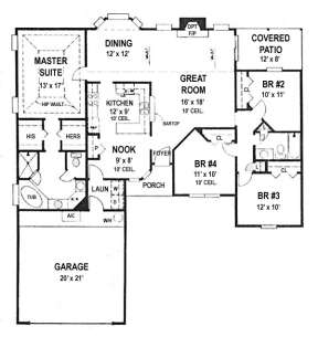 Floorplan 1 for House Plan #4766-00020
