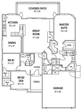 Floorplan 1 for House Plan #4766-00034