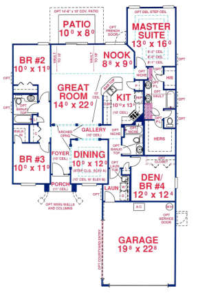 Floorplan 1 for House Plan #4766-00036