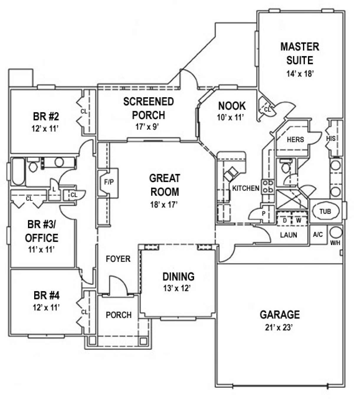 Floorplan 1 for House Plan #4766-00037