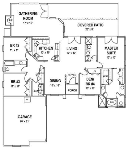 Floorplan 1 for House Plan #4766-00042