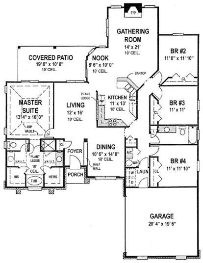 Floorplan 1 for House Plan #4766-00044