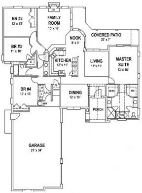 Floorplan 1 for House Plan #4766-00047