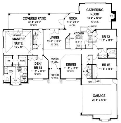 Floorplan 1 for House Plan #4766-00055