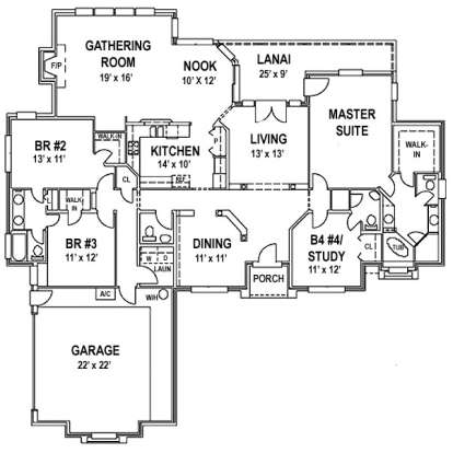 Floorplan 1 for House Plan #4766-00071