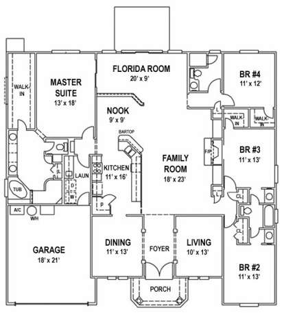 Floorplan 1 for House Plan #4766-00075