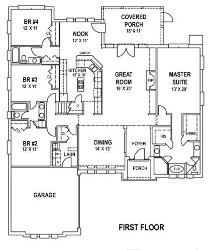 Floorplan 1 for House Plan #4766-00081