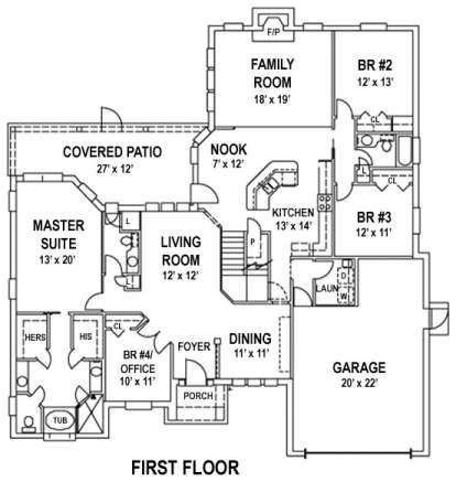 Floorplan 1 for House Plan #4766-00083