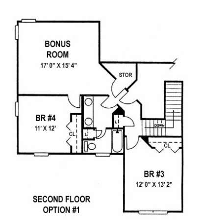 Floorplan 2 Option 1 for House Plan #4766-00084