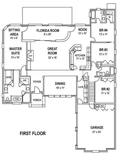 Floorplan 1 for House Plan #4766-00087