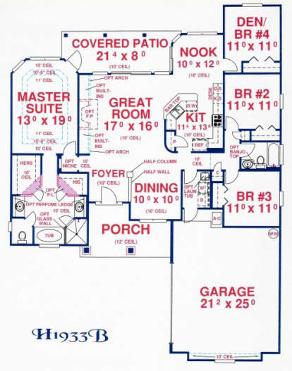 Floorplan 1 for House Plan #4766-00122
