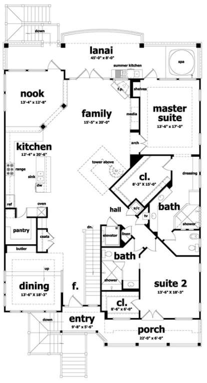 Floorplan 2 for House Plan #028-00005