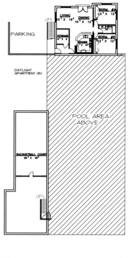 Daylight Basement Floor for House Plan #039-00151