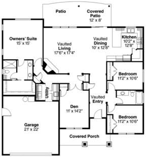 Floorplan 1 for House Plan #035-00386