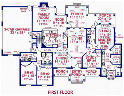 Floorplan 1 for House Plan #4766-00134