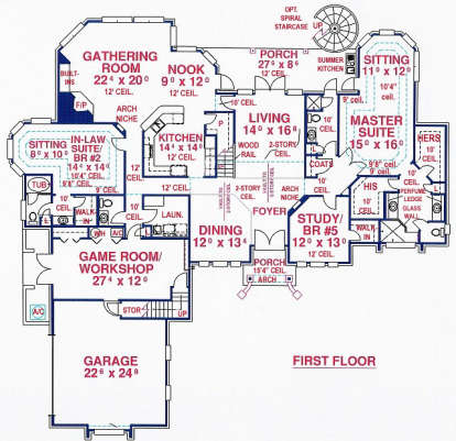 Floorplan 1 for House Plan #4766-00140