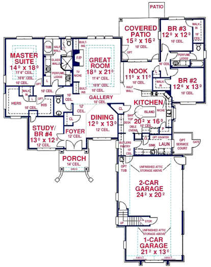 Floorplan1 for House Plan #4766-00142