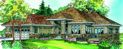 Prairie House Plan #035-00387 Elevation Photo