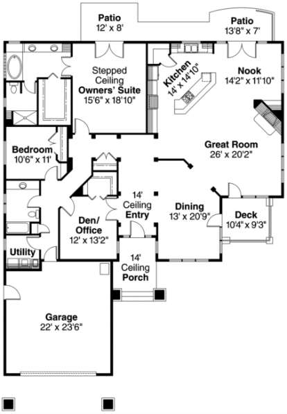 Floorplan 1 for House Plan #035-00387
