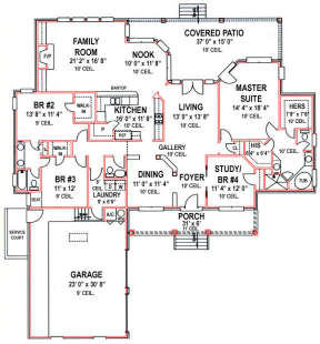 Floorplan 1 for House Plan #4766-00148