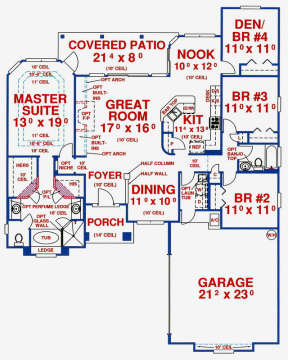Floorplan 1 for House Plan #4766-00157