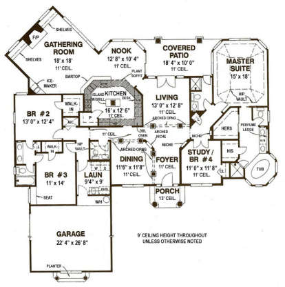Floorplan 1 for House Plan #4766-00162