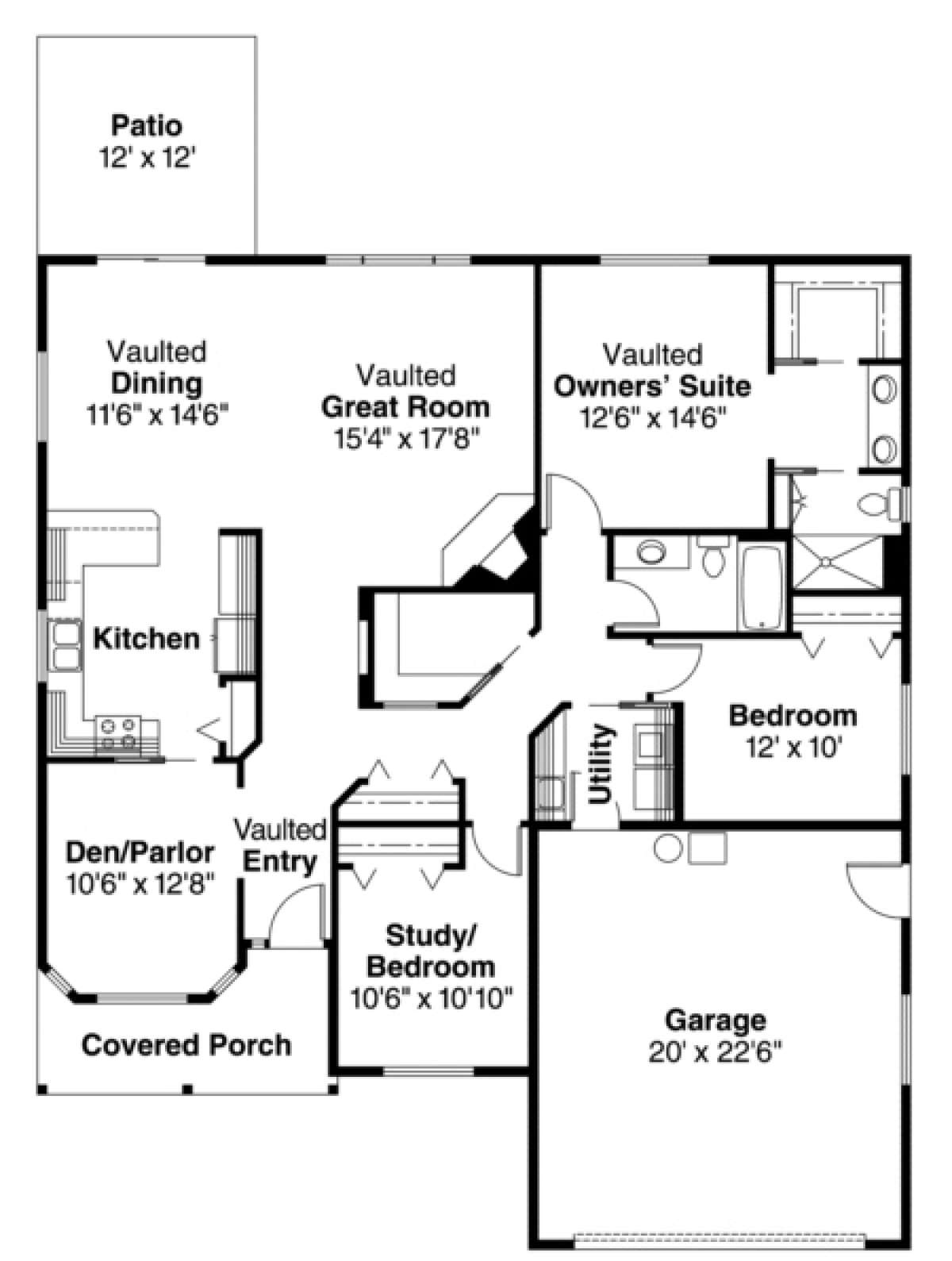 Floorplan 1 for House Plan #035-00389