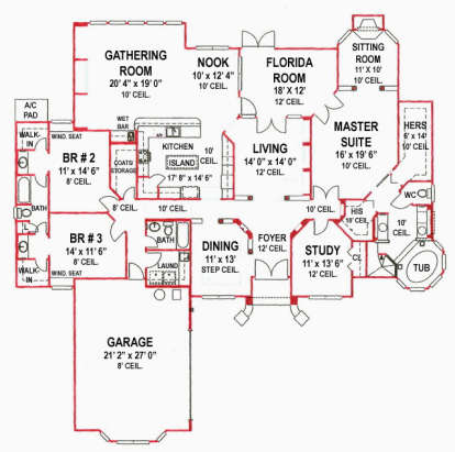 Floorplan 1 for House Plan #4766-00163