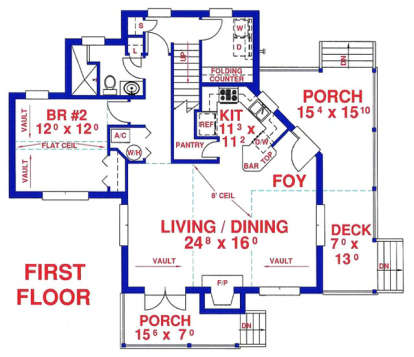 Floorplan 1 for House Plan #4766-00167