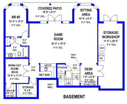 Basement Floor Plan for House Plan #4766-00170